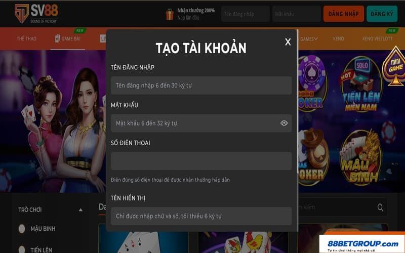 Đăng ký tài khoản SV88 - Một quy trình đơn giản